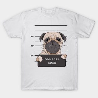 Mugshot of a Bad Dog with attitude - A vintage styled gift for Dog lovers T-Shirt